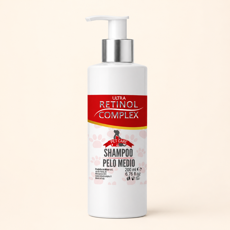 Champú para Mascotas de Pelo Medio 200 ml – Fórmula con Retinol Complex